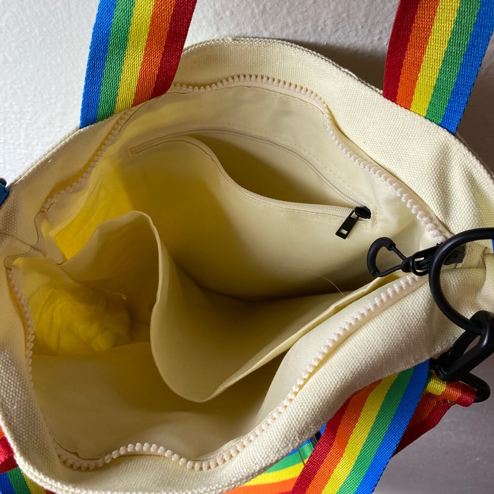 Rainbow stripe heart print tote - Picture 8 of 9